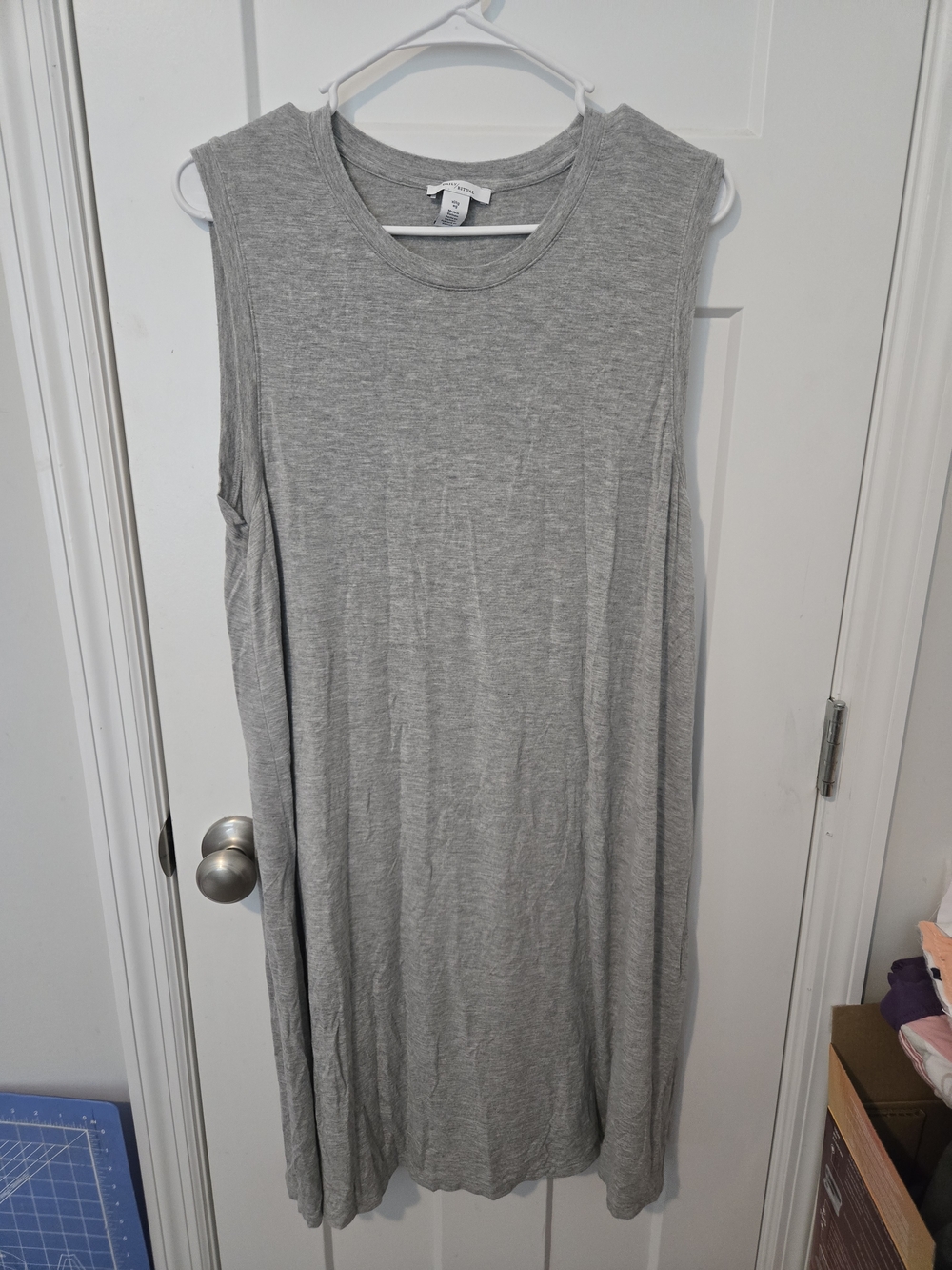 Daily Ritual Gray Sleeveless Jersey Knit Midi Dress